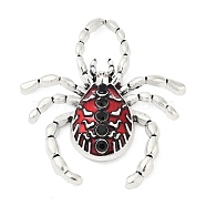 Alloy Rhinestone Enamel Pendants, Rack Plating, Cadmium Free & Nickel Free & Lead Free, Spider, Antique Silver, FireBrick, 40.5x38.5x7.5mm, Hole: 12x8.5mm(PALLOY-R151-67AS-03)