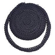 Elastic Lace Trim, Polyester Ribbon, Black, 40x1.5mm, 10m/roll(OCOR-WH0052-27B)