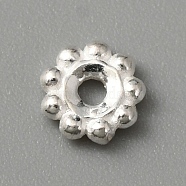 925 Sterling Silver Spacer Beads, Flower, Silver, 5.5x1.5mm, Hole: 1.4mm(STER-WH0013-05B-S)