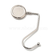 Zinc Alloy Bag Hangers, Purse Hooks, with S-shaped Hook, Round, Platinum, 10.2~11.8x7.1x0.4~0.7cm, Tray: 3cm(BAGH-O001-06P)