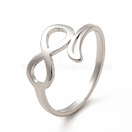 304 Stainless Steel Hollow Out Infinity Finger Ring for Women, Stainless Steel Color, Inner Diameter: 17mm(RJEW-B027-14P)