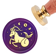 Brass Wax Seal Stamp with Handle, for DIY Scrapbooking, Capricornus, 3.5x1.18 inch(8.9x3cm)(AJEW-WH0184-0347)