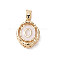 304 Stainless Steel Enamel Pendants, Oval with Letter, Golden, White, Letter.O, 15.5x11.5x4mm, Hole: 4.5x2.5mm(STAS-H174-03O)