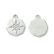 304 Stainless Steel Pendant Rhinestone Settings, Polygon with Star, Stainless Steel Color, Fit for 0.8mm Rhinestone, 12x10x1.5mm, Hole: 1.2mm(STAS-L269-067P)