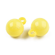 Opaque Acrylic Round Pendants, Yellow, 21x16mm, Hole: 4mm, about 2150pcs/5000g(SACR-Q099-M02A)