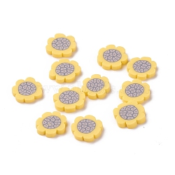 Handmade Polymer Clay Cabochons, for Nail Art Decoration, Sunflower, Gold, 10~12x2mm, about 2000pcs/500g(CLAY-I010-04)