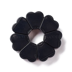 Plastic Boxes, for Jewelry Storage, 7 Compartments, Flower, Black, 12.2x12.4x2.4cm(CON-P019-04A)