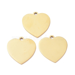 Ion Plating(IP) 304 Stainless Steel Pendants, Stamping Blank Tag, Heart, Real 18K Gold Plated, 21x20x1.5mm, Hole: 2mm(STAS-P291-07G)