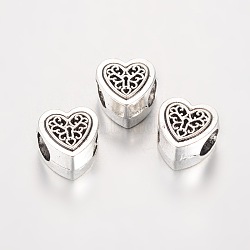Large Hole Heart Alloy European Beads, Antique Silver, 10.5x10x7mm, Hole: 4.5mm(MPDL-K010-01)