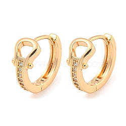 Brass Micro Pave Cubic Zirconia Hoop Earrings, Toroidal, Light Gold, 15x6.5mm(EJEW-A107-04D-KCG)