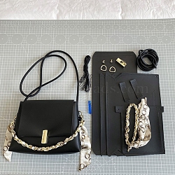 DIY Imitation Leather Crossbody Lady Bag Making Kits, Handmade Shoulder Bags Sets for Beginners, Black, Finished Product: 22x18x6cm(PW-WG33648-03)