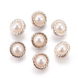 Plastic Shank Buttons, 1-Hole, Imitation Pearl Buttons, Flower, White, 12.5x9mm, Hole: 3x2mm(BUTT-WH0012-01)