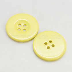 Resin Buttons, Dyed, Flat Round, Yellow, 15x2.5mm(RESI-D033-15mm-07)