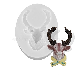Christmas Finland Reindeer's Head DIY Silicone Molds, Resin Casting Molds, For UV Resin, Epoxy Resin Decoration Making, White, 87x68x31mm, Inner Diameter: 67x43mm(SIMO-B002-01)