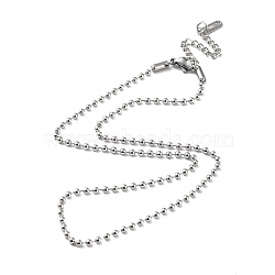 304 Stainless Steel Ball Chain Necklace, Stainless Steel Color, 15.94 inch(40.5cm)(NJEW-D045-03P)