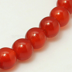 Natural Carnelian Beads Strands, Dyed & Heated, Grade A, Round, 4mm, Hole: 0.8mm, about 92pcs/strand, 14.7 inch(G-G338-4mm-01)