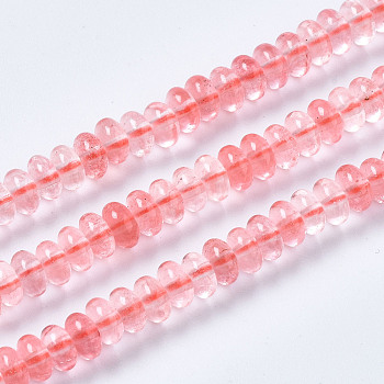 Cherry Quartz Glass Beads Strands, Rondelle, 4~5x2mm, Hole: 0.8mm, about 160~165pcs/strand, 14.96~15.35 inch(38~39cm)