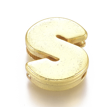 Alloy Slide Charms, Letter S, 12.5x10.5x4mm, Hole: 1.5x8mm