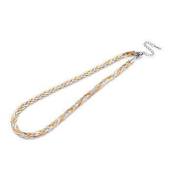 7MM 304 Stainless Steel Braided Herringbone Chain Necklaces, Ion Plating(IP), Mixed Color, 15.75 inch(40cm)