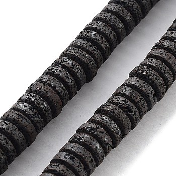 Natural Lava Rock Beads Strands, Frosted, Heishi Beads, Disc, 8x3mm, Hole: 1mm, about 125pcs/strand, 15.75''(40cm)
