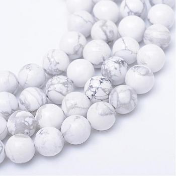 Round Natural Howlite Bead Strands, 8~9mm, Hole: 1mm, about 46pcs/strand, 15.3 inch