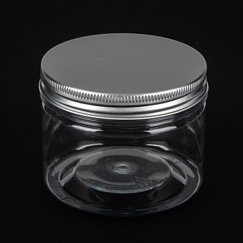 PET Airtight Food Storage Containers, for Dry Food, Snacks, Cosmetic, Candles, with Aluminum Screw Top Lid, Clear, 8.3x6.6cm