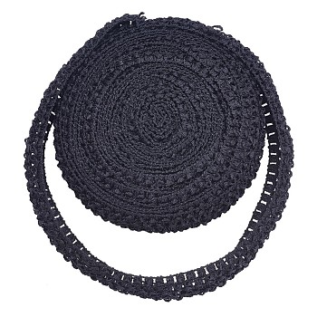 Elastic Lace Trim, Polyester Ribbon, Black, 40x1.5mm, 10m/roll