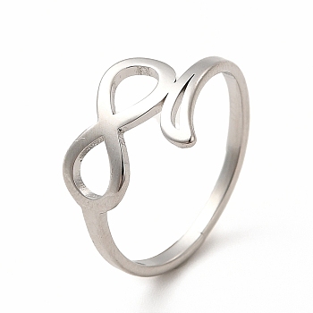 304 Stainless Steel Hollow Out Infinity Finger Ring for Women, Stainless Steel Color, Inner Diameter: 17mm