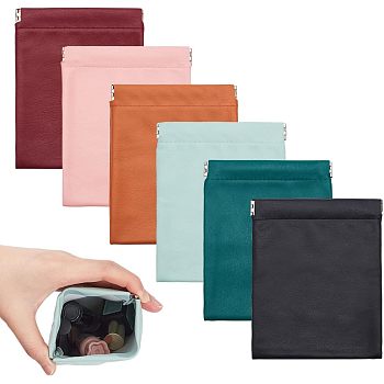 5pcs 5 colors PU Leather Earphone Pouches, Headphone Storage Bags, with Snap Spring Closure, Mixed Color, 14.8x12x0.55cm, 1pc/color