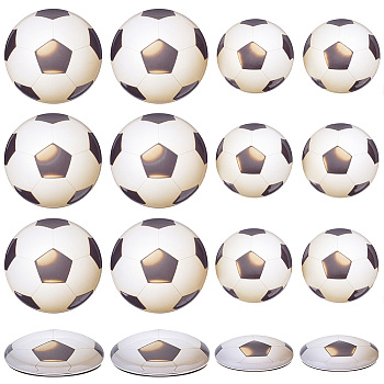 32Pcs Glass Cabochons, Flat Round, Ball Theme, Mixed Color, Football, 20~25x5~6mm, 16pcs/style