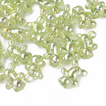 Transparent Acrylic Beads, AB Color Plated, Bear, Light Green, 16x13x8.5mm, Hole: 2mm, about 700pcs/500g