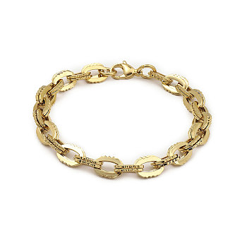 201 Stainless Steel Oval Link Chain Bracelets, Golden, 8-5/8 inch(22cm), Wide: 8mm