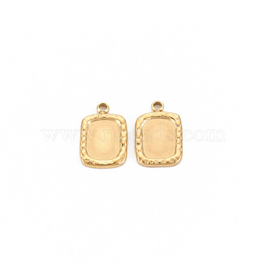 Real 14K Gold Plated Rectangle 304 Stainless Steel Charms