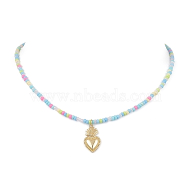 Golden Brass Heart Pendant Necklace(NJEW-JN04530)-3