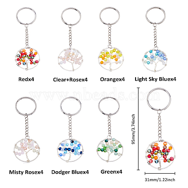 28Pcs 7 Colors Alloy Glass Keychains(KEYC-FH00005)-2