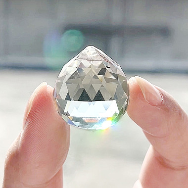 Clear Faceted Ball-Shaped Glass Pendants(X-GR20X23MMY-1)-2