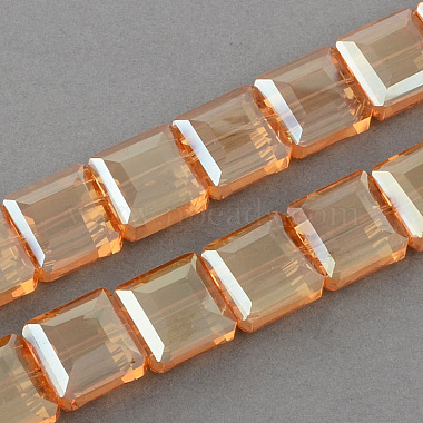 13mm BurlyWood Square Electroplate Glass Beads