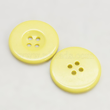 15mm Yellow Flat Round Resin 4-Hole Button