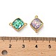 Brass Pave Synthetic Opal Rhombus Connector Charms(KK-A239-07G)-3