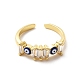 Enamel Evil Eye & Cubic Zirconia Open Cuff Ring(KK-H439-40B-G)-2