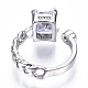 Clear Cubic Zirconia Rectangle Open Cuff Ring(RJEW-N039-02P)-3