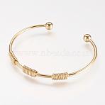 Brass Cuff Bangle, Real 18K Gold Plated, 1-3/4 inchx2-3/8 inch(47x59mm)(BJEW-P168-B19)