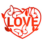 Acrylic Acrylic Mirror Wall Stickers, Self-Adhesive, for Home Wall Cabinet Decorations, Heart with Word Love Pattern, Red, 300x250x1mm(DIY-WH0002-27B)