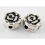 Tibetan Style Alloy Beads, Cadmium Free & Lead Free, Flower, Antique Silver Color, about 5.5mm in diameter, 3mm thick, hole: 1mm(X-LF0293Y)