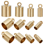 32Pcs 4 Style Brass Cord Ends, End Caps, Long-Lasting Plated, Column, Real 24K Gold Plated, 9~11x3.5~7mm, Hole: 1.5~1.8mm, Inner Diameter: 3~6mm, 8pcs/style(KK-BBC0010-91G)