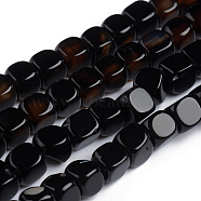 Natural Black Onyx Beads Strands, Dyed & Heated, Cube, Grade AB, 5x5x5mm, Hole: 0.7mm, about 75pcs/strand, 14.76 inch(37.5cm)(G-L553-05A)