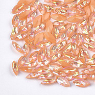 Pointed Back Resin Rhinestone Cabochons, Faceted, Horse Eye, Orange, 15x7x4mm, about 400pcs/bag(CRES-S381-7x15mm-C02)