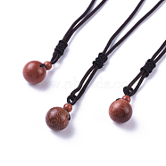 Synthetic Goldstone Pendant Necklaces, with Nylon Cord, Round, 27.55 inch(70cm)(NJEW-P241-A13)
