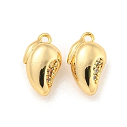 Brass Micro Pave Cubic Zirconia Pendants, Real 18K Gold Plated, Clear, Mango, 11x6x5mm, Hole: 1mm(KK-K369-01G-10)