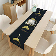 Eid Mubarak Table Runner Waterproof Rectangle Tablecloths, for Islamic Lantern Ramadan Dinner Party Decorations, Moon Pattern, 1800x330mm(RAMA-PW0001-12F)
